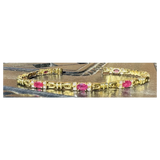 Vintage 18k Gold Ruby Diamond Link Bracelet 18.7g