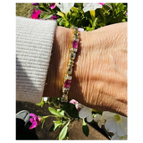 Vintage 18k Gold Ruby Diamond Link Bracelet 18.7g