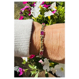 Vintage 18k Gold Ruby Diamond Link Bracelet 18.7g
