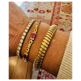 Vintage 18k Gold Ruby Diamond Link Bracelet 18.7g