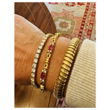 Vintage 18k Gold Ruby Diamond Link Bracelet 18.7g