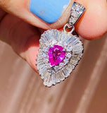 Platinum RING-DANT 2.75ct Pink Sapphire VS Diamond Ballerina Baguette Ring