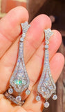 Vintage Art Deco Estate Platinum 4.50ct Pave Diamond Dangle Pendant Earrings