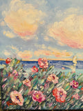 KADLIC Impressionist Flowers Seascape Original Oil Painting On Canvas 24x20