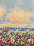 KADLIC Impressionist Flowers Seascape Original Oil Painting On Canvas 24x20
