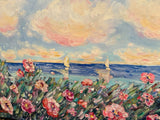 KADLIC Impressionist Flowers Seascape Original Oil Painting On Canvas 24x20
