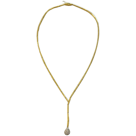 Vintage Estate 18k Gold Diamond Drop Pendant Necklace 18.5" Chain