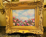 KADLIC Original Oil Painting Wildflowers Impasto Gold Gilt 15" Frame