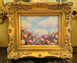 KADLIC Original Oil Painting Wildflowers Impasto Gold Gilt 15" Frame