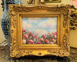 KADLIC Original Oil Painting Wildflowers Impasto Gold Gilt 15" Frame