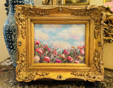 KADLIC Original Oil Painting Wildflowers Impasto Gold Gilt 15" Frame