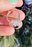 Vintage 14k Gold 3.29ct Blue Sapphire VS Diamond Baguette Engagement Ballerina Ring