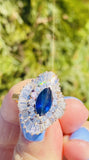 Vintage 14k White Gold 4.61ct Blue Sapphire VS Diamond Ballerina Ring