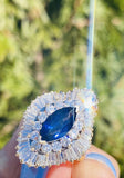 Vintage 14k White Gold 4.61ct Blue Sapphire VS Diamond Ballerina Ring