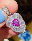 Platinum RING-DANT 2.75ct Pink Sapphire VS Diamond Ballerina Baguette Ring