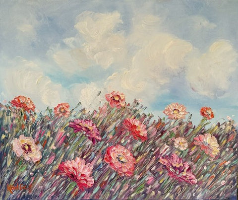 KADLIC Impressionist Flowers Landscape Original Oil Painting On Canvas 24x20