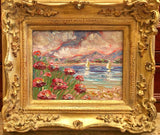 KADLIC Art Impasto Oil Painting Flowers Sailboats Seascape Gold Frame 8x10