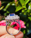 intage Estate 14k Gold 6ct Tanzanite Double Diamond Halo Cocktail Ring