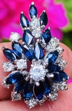 Vintage Estate 14k Gold 1.32ct VS Diamond Marquise Blue Sapphire Pin / Pendant