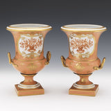 Beautiful Pair of Peach Colored Paris Porcelain Urns, ca. Late 19th/Early 20th C