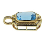 Vintage Estate Large 14k Gold VS 1.1ct Diamond 20ct Blue Topaz Necklace Pendant