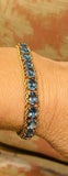 Vintage Retro Estate 14k Gold Blue Topaz Line Tennis Bracelet Fine Jewelry