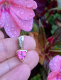 Vintage Estate 14K Gold Trillion Cut Pink Tourmaline Diamond Pendant Necklace