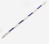 Vintage Midcentury Platinum 5.50ct Blue Sapphire Diamond Bracelet