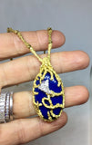 La Triomphe 18k Gold Lapis Lazuli VS Diamond Brutalist Modern Pendant Necklace