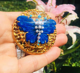 Peter Lindeman Handmade 18k Gold Lapis Turquoise Diamond Brooch Pin Pendant