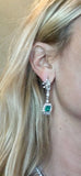 Mid Century 14k Gold Deco 5.70ct G VS Emerald Diamond Drop Dangle Earrings