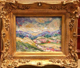 KADLIC Original Oil Painting Abstract Tuscan Italy Landscape Gold Gilt Frame 10"