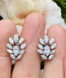 Vintage Art Deco Estate 14k Gold 2.75ct G VS Marquise Diamond Cluster Earrings