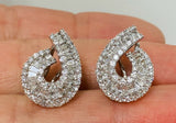 Vintage BARNEYS NY Estate 18k Gold 2.40ct VS Diamond Baguette Swirl Earrings