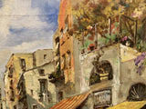 Mid Century Italian Original Oil Painting Tuscany Italy Impasto Landscape