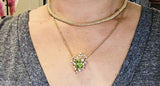 Vintage Estate Retro 14K Gold 4.67ct VS Diamond Peridot Slider Necklace Pendant