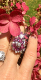 Vintage Mid Century 1950s G/VS1 5 Ct Ruby Diamond Cluster Spray Cocktail Ring