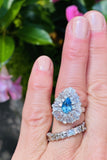 Vintage Platinum RING-DANT 2.75ct Blue Topaz VS Diamond Ballerina Baguette Ring