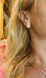 Vintage Estate Modernist 18k Gold Angel Skin Coral Diamond Earrings