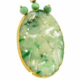Vintage Estate Large 14K Gold Jadeite Jade Necklace Pendant 2"