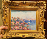 KADLIC Original Oil Painting Abstract Seascape Impasto Gold Gilt 15" Frame