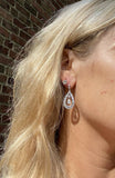 Vintage Estate 14k Gold 3.75ct G VS Diamond Pear Baguette Dangle Drop Earrings