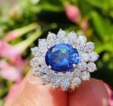 intage Estate 14k Gold 6ct Tanzanite Double Diamond Halo Cocktail Ring