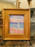 KADLIC Seascape Impasto Original Oil Table Painting Gold Gilt Frame 16” Fine Art