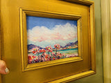 KADLIC Abstract Impasto Landscape Flowers Oil Painting Gilt 14” Frame Fine Art