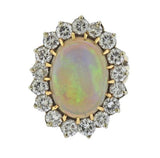 Vintage Estate 3.00Ct  VS Diamond Huge Opal 14k Gold Statement Cocktail Ring