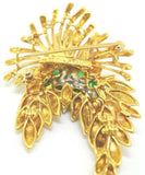WOW Estate "Des En France" 18K Yellow Gold 4.84 Emerald G VS Diamond Pin/Brooch
