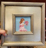KADLIC Impressionist Girl Child Original Oil Painting Silver Gilt Frame Fine Art