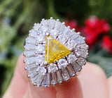 Stunning RING-DANT Platinum Yellow Diamond Ballerina Baguette Ring