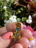 Vintage Retro 18k Gold 4.11 Diamond Blue Topaz Cabochon Necklace Pendant